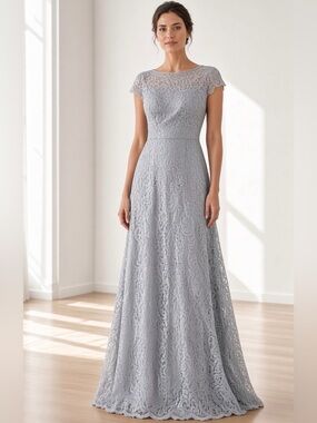 Chic Lace Gown in Silver